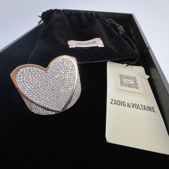 Zadig & Voltaire - Crystal Heart - Idol Strass Cuff Bracelet NWT Gorgeous! - Picture 11 of 14